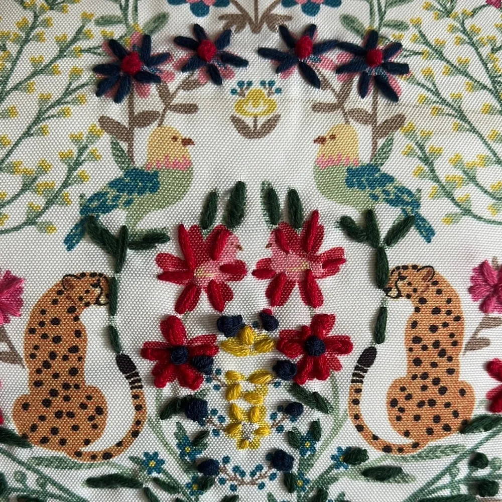 Palm Studio Outdoor Indoor Pillow Cheetah 🐆 Leopard Floral Embroidered NEW!